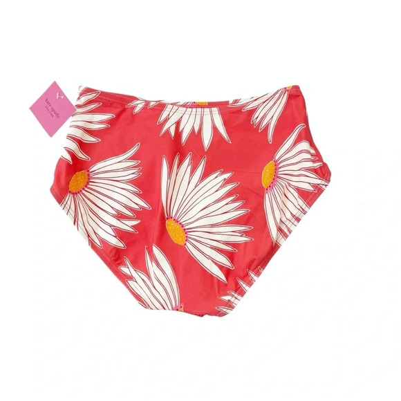 Kate spade Falling Flower High Waist Bikini Bottom in Lychee Coral Size M NWT - Picture 2 of 9